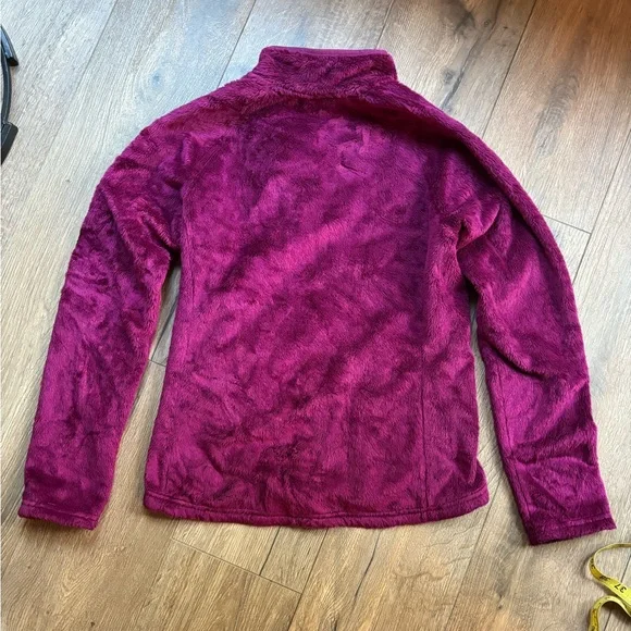 The North Face Magenta Quarter Zip Fleece Sweatshirt Pullover Medium Velour - Picture 7 of 11